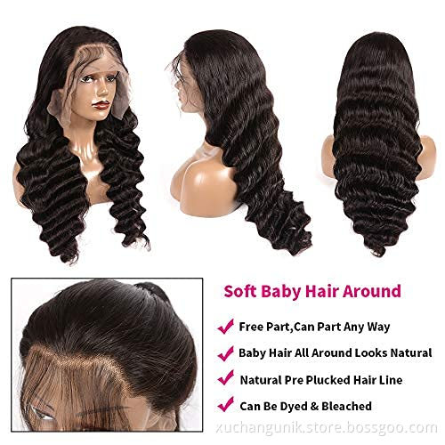 Customize Wig Vendors Wholesale Indian Virgin Hair Lace Frontal Wig 13*4 Natural Deep Virgin Human Raw Indian Hair Wig Deep Wave